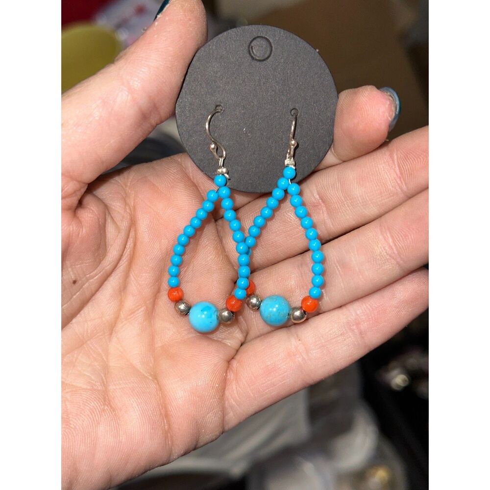 Faux Turquoise Teardrop Earrings